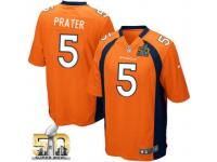 Game Matt Prater Men Jersey - Denver Broncos #5 Home Orange Super Bowl 50 Bound Nike NFL