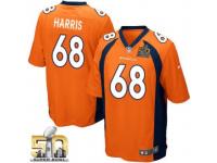 Game Ryan Harris Men Jersey - Denver Broncos #68 Home Orange Super Bowl 50 Bound Nike NFL