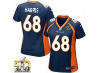 Game Ryan Harris WoMen Jersey - Denver Broncos #68 Alternate Navy Blue Super Bowl 50 Bound Nike NFL