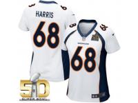 Game Ryan Harris WoMen Jersey - Denver Broncos #68 Road White Super Bowl 50 Bound Nike NFL