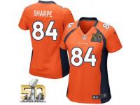 Game Shannon Sharpe WoMen Jersey - Denver Broncos #84 Home Orange Super Bowl 50 Bound Nike NFL