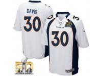 Game Terrell Davis Men Jersey - Denver Broncos #30 Road White Super Bowl 50 Bound Nike NFL