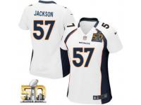 Game Tom Jackson WoMen Jersey - Denver Broncos #57 Road White Super Bowl 50 Bound Nike NFL