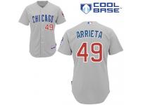 Grey Jake Arrieta Youth #49 Majestic MLB Chicago Cubs Cool Base Road Jersey