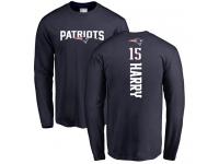 Men #15 N'Keal Harry Navy Blue Football Backer New England Patriots Long Sleeve T-Shirt