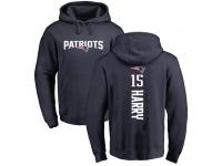 Men #15 N'Keal Harry Navy Blue Football Backer New England Patriots Pullover Hoodie