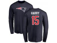 Men #15 N'Keal Harry Navy Blue Football Name & Number Logo New England Patriots Long Sleeve T-Shirt