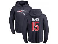 Men #15 N'Keal Harry Navy Blue Football Name & Number Logo New England Patriots Pullover Hoodie