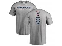 Men #3 Drew Lock Ash Football Backer Denver Broncos T-Shirt