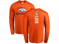 Men #3 Drew Lock Orange Football Backer Denver Broncos Long Sleeve T-Shirt