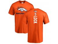 Men #3 Drew Lock Orange Football Backer Denver Broncos T-Shirt