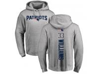 Men #33 Joejuan Williams Ash Football Backer New England Patriots Pullover Hoodie