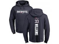 Men #33 Joejuan Williams Navy Blue Football Backer New England Patriots Pullover Hoodie