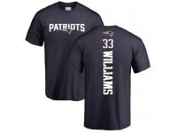 Men #33 Joejuan Williams Navy Blue Football Backer New England Patriots T-Shirt