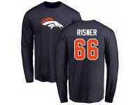 Men #66 Dalton Risner Navy Blue Football Name & Number Logo Denver Broncos Long Sleeve T-Shirt