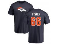 Men #66 Dalton Risner Navy Blue Football Name & Number Logo Denver Broncos T-Shirt