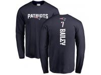 Men #7 Jake Bailey Navy Blue Football Backer New England Patriots Long Sleeve T-Shirt