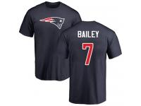 Men #7 Jake Bailey Navy Blue Football Name & Number Logo New England Patriots T-Shirt