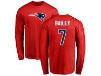 Men #7 Jake Bailey Red Football Name & Number Logo New England Patriots Long Sleeve T-Shirt