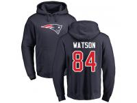 Men #84 Benjamin Watson Navy Blue Football Name & Number Logo New England Patriots Pullover Hoodie