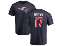 Men Antonio Brown Navy Blue Football New England Patriots T-Shirt Name & Number Logo #17