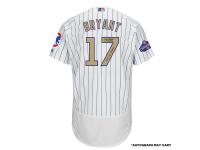 Men Autographed Chicago Cubs Kris Bryant Majestic White World Series Champions Gold Program Authentic Jersey with 2016 WS Champs Inscription