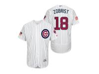 Men Chicago Cubs #18 Ben Zobrist White Stars & Stripes 2016 Independence Day Flex Base Jersey