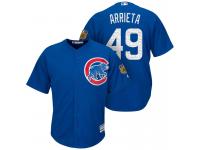 Men Chicago Cubs #49 Jake Arrieta 2017 Spring Training Cactus League Patch Royal Cool Base Jersey