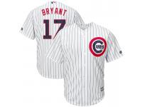 Men Chicago Cubs Independence Day #17 Kris Bryant 2017 Stars & Stripes White Cool Base Jersey