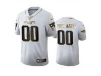 Men Custom Patriots White 100th Season Golden Edition Jersey