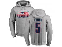 Men Danny Etling Heather Gray Nike NFL New England Patriots Pullover Hoodie 2017 AFC Champions #5