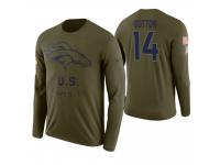 Men Denver Broncos #14 Courtland Sutton 2018 Salute to Service Long Sleeve Olive T-Shirt