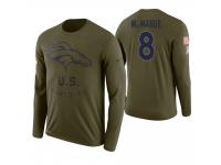 Men Denver Broncos #8 Brandon McManus 2018 Salute to Service Long Sleeve Olive T-Shirt