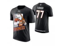 Men Denver Broncos Billy Turner #77 Black Cartoon And Comic Artistic Painting T-Shirt