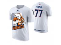 Men Denver Broncos Billy Turner #77 White Cartoon And Comic Artistic Painting T-Shirt