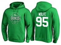 Men Denver Broncos Derek Wolfe #95 Kelly Green St. Patrick Day Emerald Isle Pullover Hoodie