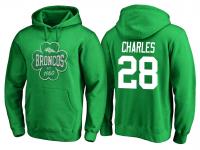 Men Denver Broncos Jamaal Charles #28 Kelly Green St. Patrick Day Emerald Isle Pullover Hoodie