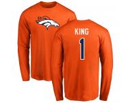 Men Denver Broncos Marquette King Orange Nike - #1 NFL Long Sleeve T-Shirt Name & Number Logo