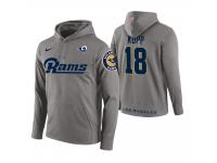 Men Los Angeles Rams #18 Cooper Kupp Gray Circuit Wordmark Pullover Hoodie