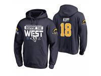 Men Los Angeles Rams #18 Cooper Kupp Navy 2018 NFC West Division Champions Pullover Hoodie