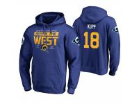 Men Los Angeles Rams #18 Cooper Kupp Royal 2018 NFC West Division Champions Pullover Hoodie