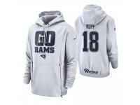 Men Los Angeles Rams #18 Cooper Kupp White Sideline Local Lockup Pullover Hoodie