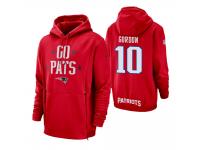 Men New England Patriots #10 Josh Gordon Red Sideline Local Lockup Pullover Hoodie