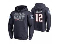 Men New England Patriots #12 Tom Brady Navy 2018 AFC East Division Champions Pullover Hoodie