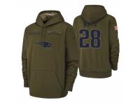 Men New England Patriots #28 James White Olive 2018 Salute to Service Pullover Hoodie