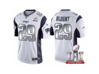 Men New England Patriots #29 LeGarrette Blount White 2017 Super Bowl LI Patch Steel Silver Limited Jersey