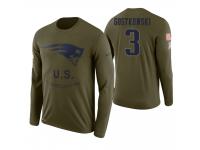 Men New England Patriots #3 Stephen Gostkowski 2018 Salute to Service Long Sleeve Olive T-Shirt