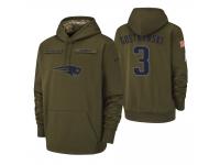 Men New England Patriots #3 Stephen Gostkowski Olive 2018 Salute to Service Pullover Hoodie