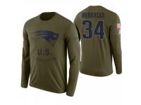 Men New England Patriots #34 Rex Burkhead 2018 Salute to Service Long Sleeve Olive T-Shirt