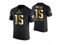 Men New England Patriots Babe Parilli #15 Metall Dark Golden Special Limited Edition Retired Player With Message T-Shirt